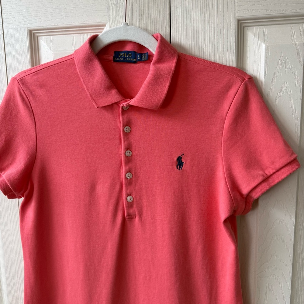 Polo Ralph Lauren Coral Pink Mesh Polo Dress Women’s Size Large - Picture 3 of 10